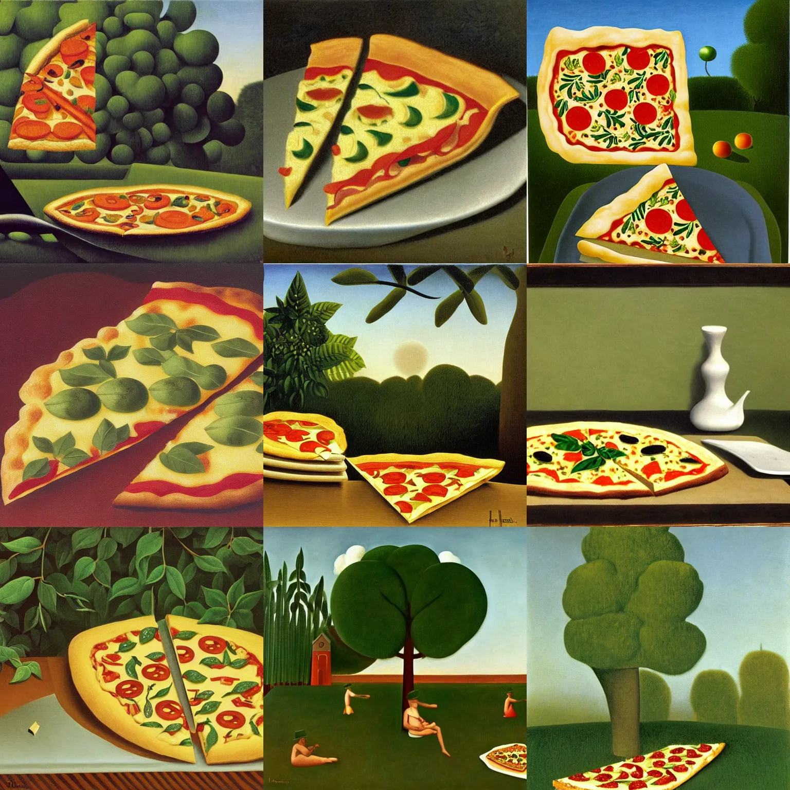 Prompt: Slice of Pizza - Henri Rousseau