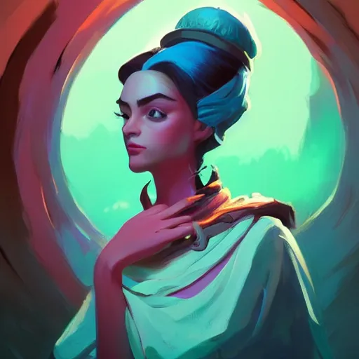 Image similar to portrait of a beautiful woman, maya ali mage, gloomhaven, dynamic lighting, gaudy colors, octane render aesthetic, matte painting concept art, official fanart behance hd artstation by jesper ejsing, by rhads and makoto shinkai and lois van baarle and ilya kuvshinov and rossdraws