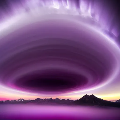 Image similar to amazing photo of a purple tornado in the sky by marc adamus, beautiful dramatic lighting