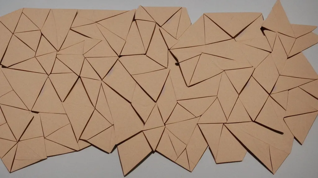 Prompt: origami introductory plywood made of gaps