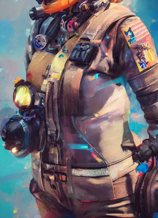 Image similar to detailed full body concept art illustration colorful oil painting of a female pilot in full intricate clothing, ultra detailed, digital art, octane render, 4K, dystopian, micro details, hyper realistic