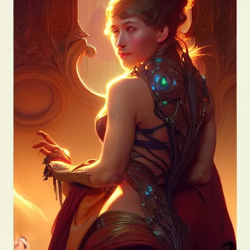 Image similar to Elon musk upper body, D&D, fantasy, intricate, elegant, highly detailed, digital painting, artstation, concept art, smooth, sharp focus, illustration, art by artgerm and greg rutkowski and alphonse mucha