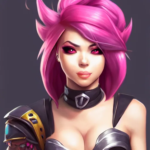 Image similar to Vi from League of Legends, by Fortiche Studio, by Riot Games, from Netflix's Arcane, trending on artstation character art,fine details, realistic shaded, fine-face, pretty face