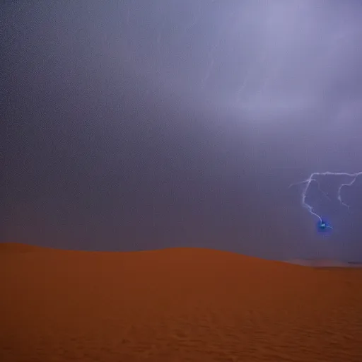 Prompt: thunderstorm in the sahara desert