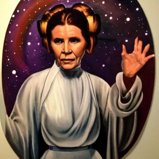 Image similar to leia from star wars painted by michelangelo