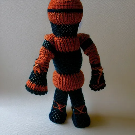 Prompt: knitted knight knitted by night