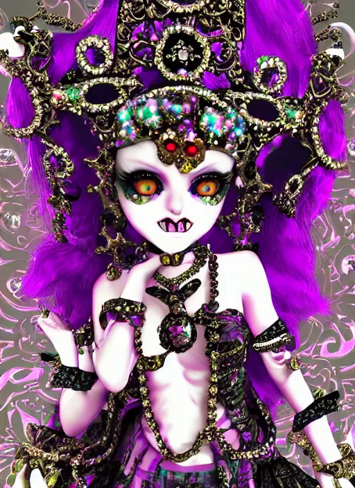 Image similar to baroque bedazzled gothic royalty frames surrounding a pixelsort emo demonic horrorcore japanese jester decora doll of giorno giovanna, low quality sharpened graphics, remastered chromatic aberration