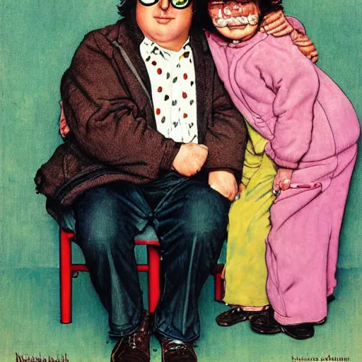 Image similar to andy milonakis portrait art by norman rockwell