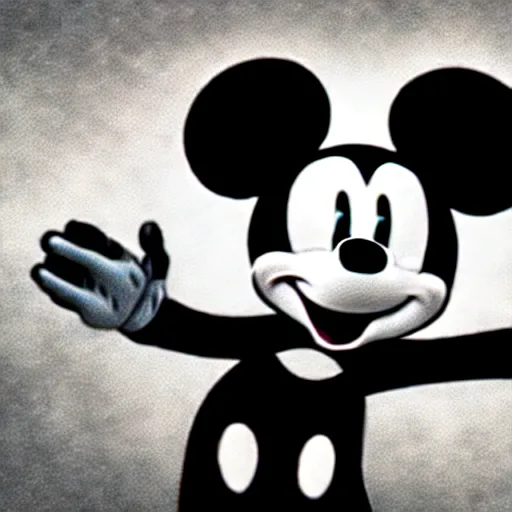 Image similar to Mickey Mouse as a demon, photorealistic, film still, desolate