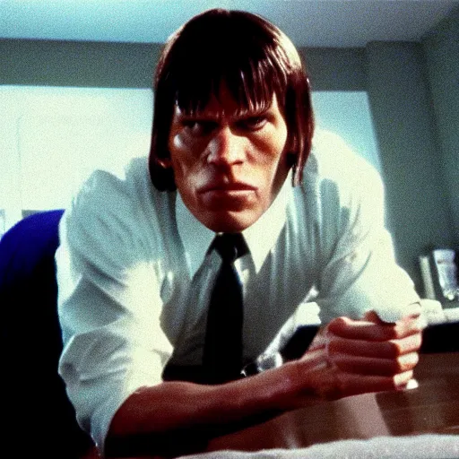 Image similar to Live Action Still of Jerma in Pulp Fiction, real life, hyperrealistic, ultra realistic, realistic, highly detailed, epic, HD quality, 8k resolution, body and headshot, film still