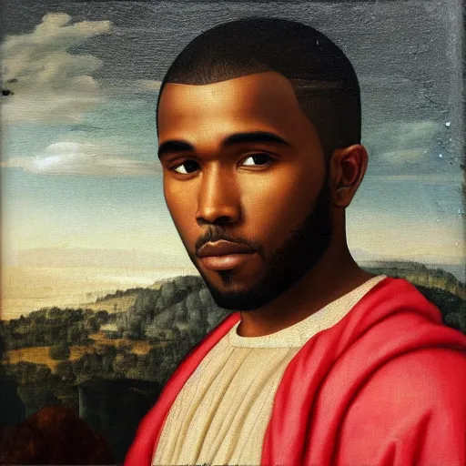 Prompt: a renaissance style portrait painting of frank ocean