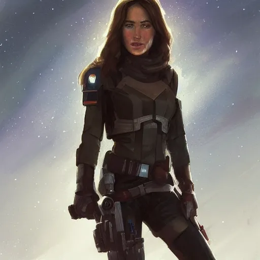 Image similar to portrait of a young woman by greg rutkowski, jaina solo, wearing the tactical gear of the galactic alliance, star wars expanded universe, she is about 1 6 years old, highly detailed portrait, digital painting, artstation, concept art, smooth, sharp foccus ilustration, artstation hq