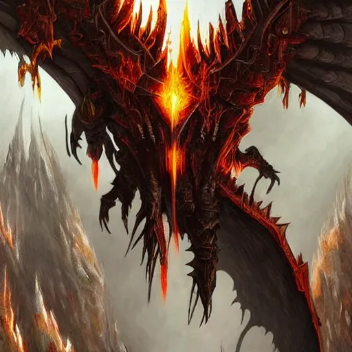 Image similar to deathwing the destroyer ultra detailed digital art, artstation hall of fame gallery, editors choice, #1 digital painting of all time, most beautiful image ever created, emotionally evocative, greatest art ever made, lifetime achievement magnum opus masterpiece, the most amazing breathtaking image with the deepest message ever painted, a thing of beauty beyond imagination or words