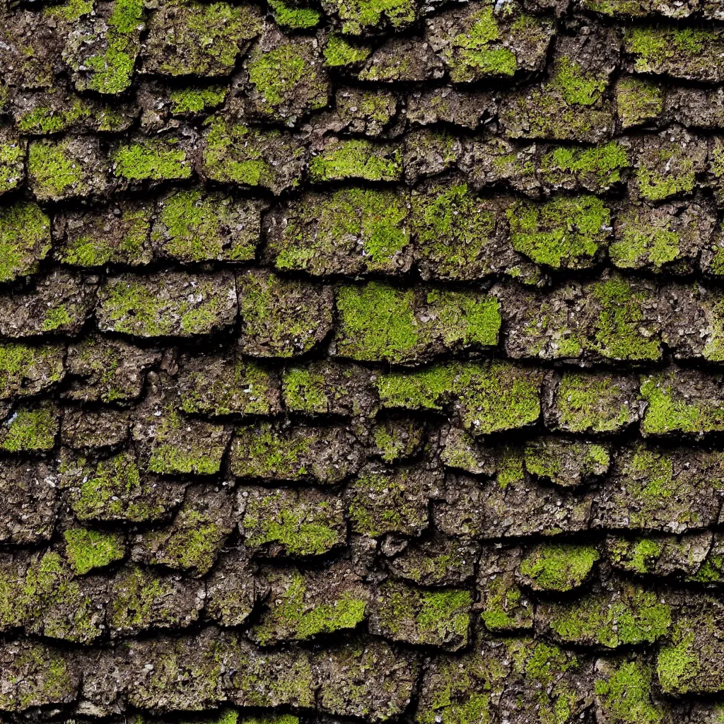 Image similar to texture of an old abandoned mossy roof tiles