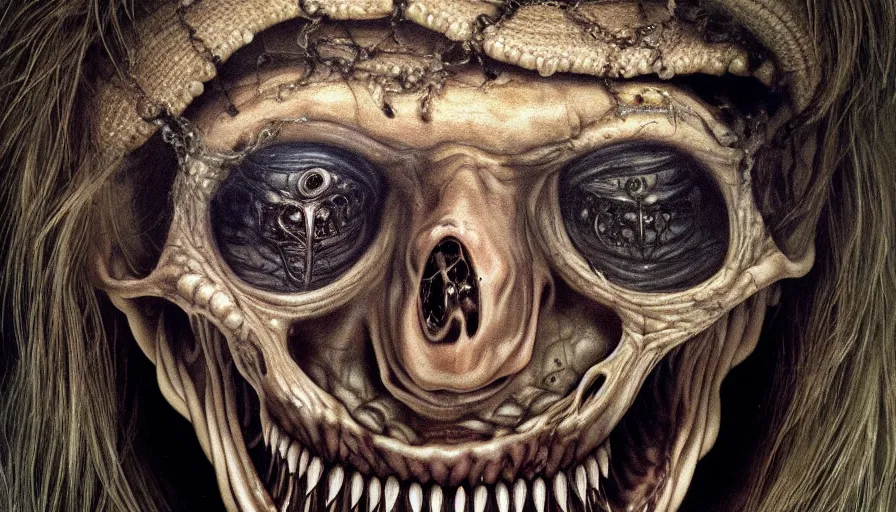 Prompt: a human face made up of rotting snakes, evil smile, death, fear, horror, extremely high detail, ultra realistic, hyperrealism, by giger, 4 k