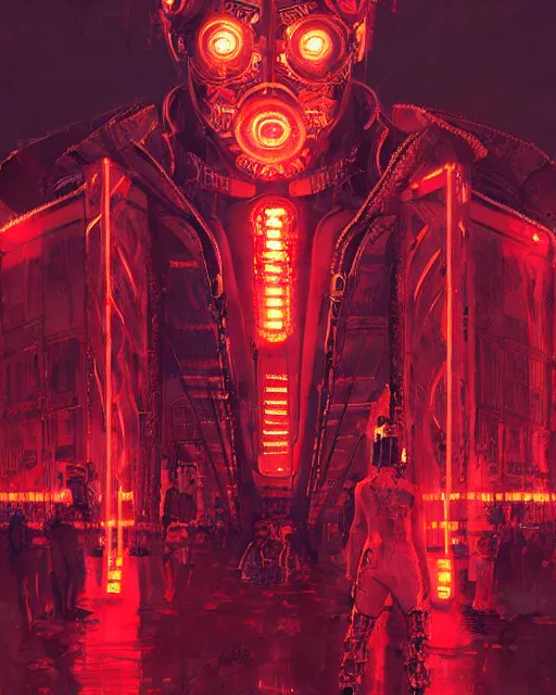 Image similar to detailed portrait Neon Emperor Nero, cyberpunk futuristic neon, reflective red coats, decorated with traditional Rome ornaments, burning Circus Maximus behind by Ismail inceoglu dragan bibin hans thoma greg rutkowski Alexandros Pyromallis Nekro Rene Maritte Illustrated, Perfect face, fine details, realistic shaded, fine-face, pretty face