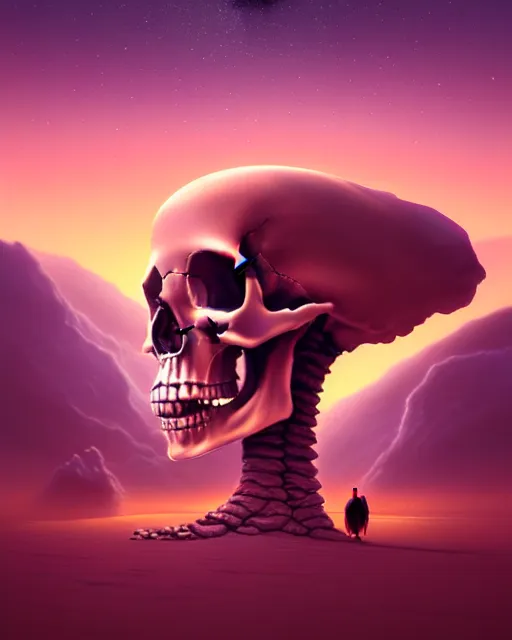 Image similar to epic composition of a dessert skull landscape by stuart lippincott and petergic, 8 k trending on behance