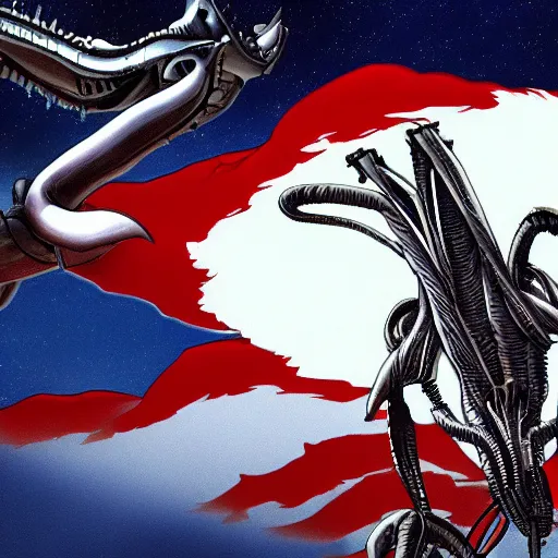 Image similar to anime of xenomorph in a presidential debate
