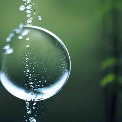 Image similar to a slow motion water droplet with a small forest inside