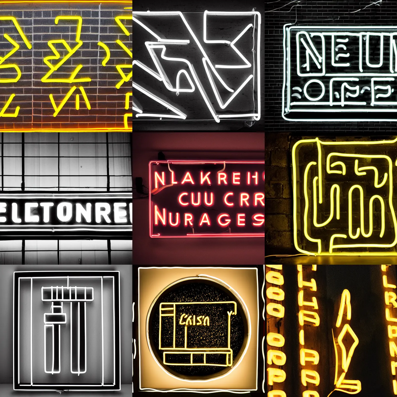 Prompt: neon sign film noir cuneiform