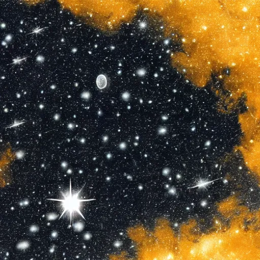 Prompt: Space is white, with black stars
