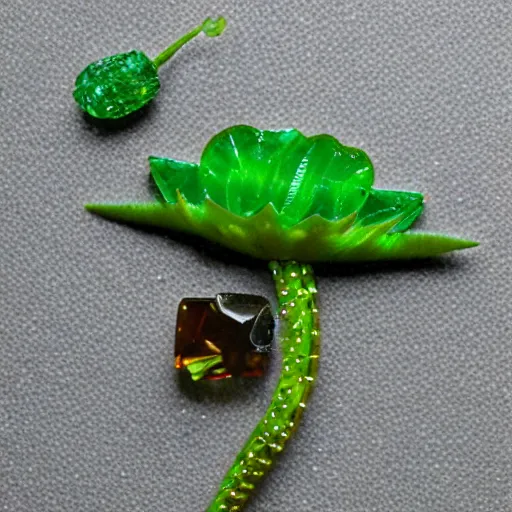 Image similar to venus flytrap made of crystal and gemstones