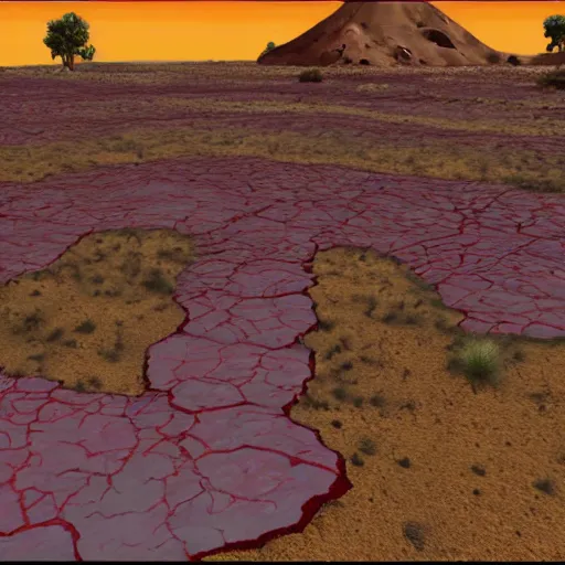 Image similar to arid lands with red crysltals and selenites