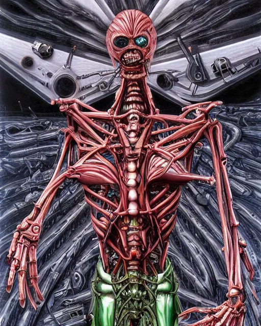 Prompt: evangelion by glenn fabry, by hr giger, biomechanical, green, 4 k, hyper detailed