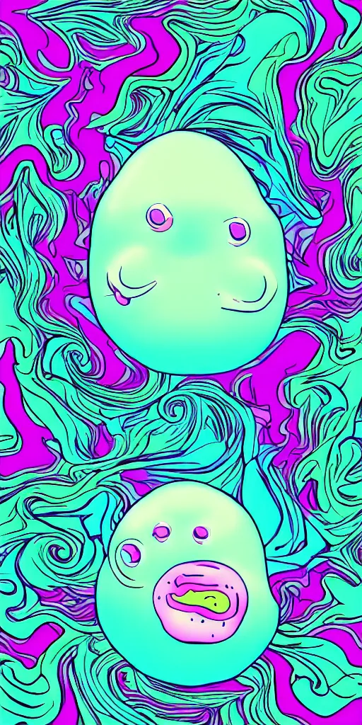 Prompt: vaporwave blobfish with psychedelic background