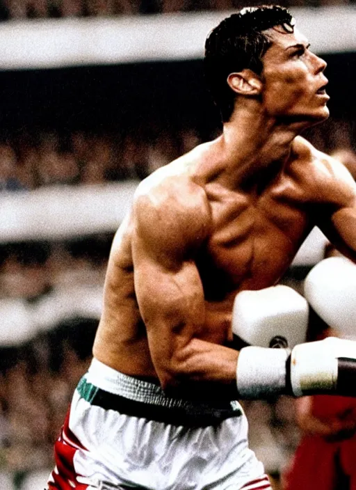 Image similar to film still of cristiano ronaldo as ivan drago in rocky 4