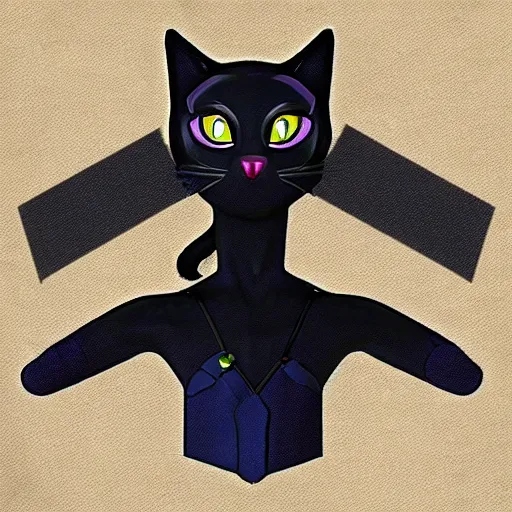 Image similar to an avatar of a black cat in the style of fortnite