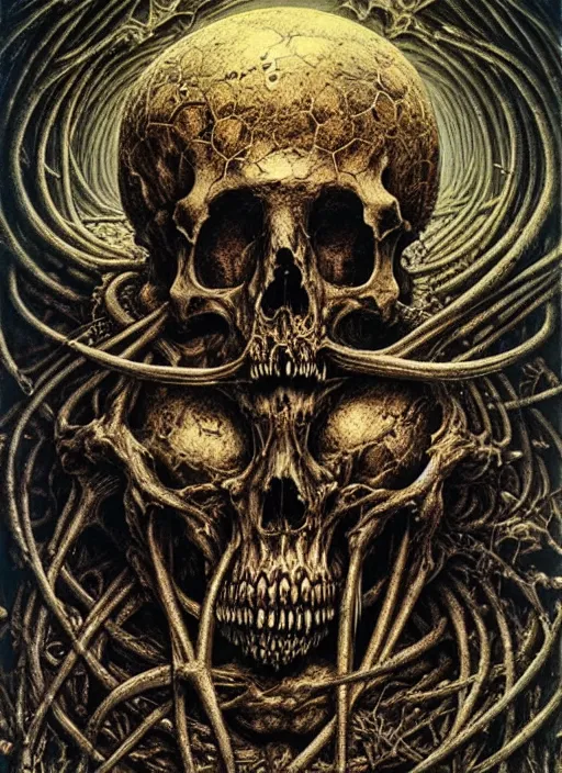 Image similar to Sedlec Ossuary, highly detailed, art by Ayami Kojima, Beksinski, Giger