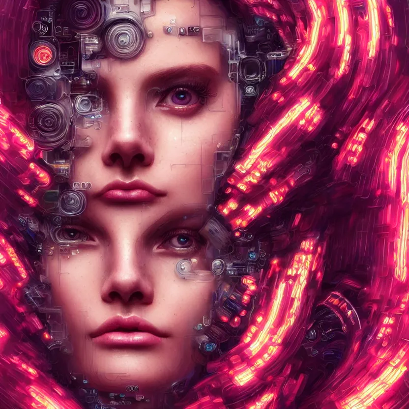 Image similar to a highly detailed long shot photo of very intricate female face portrait, futurism, rococo cyber neon lighting, detailed futuristic fibonacci jewelry, profile posing, hyper photorealistic, crispy quality, digital photography, trending in pinterest, cinematic, 4 k ultra hd, art by pascal blanche, art by greg rutkowski, art by artgerm,