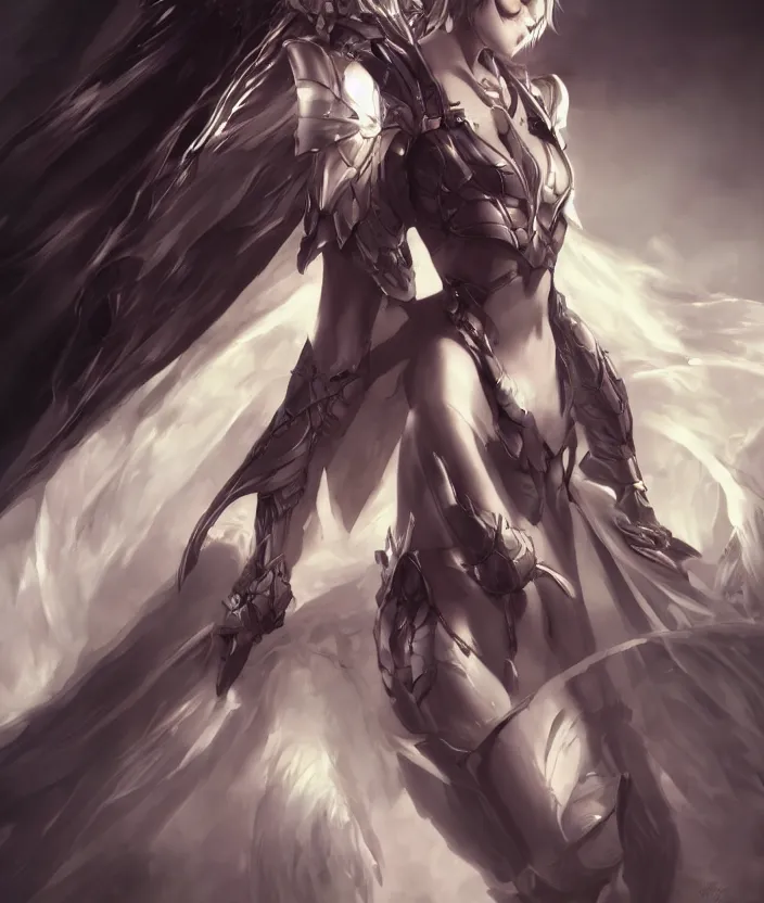 Image similar to Concept art, angel knight girl, artstation trending, artgerm highly detailded