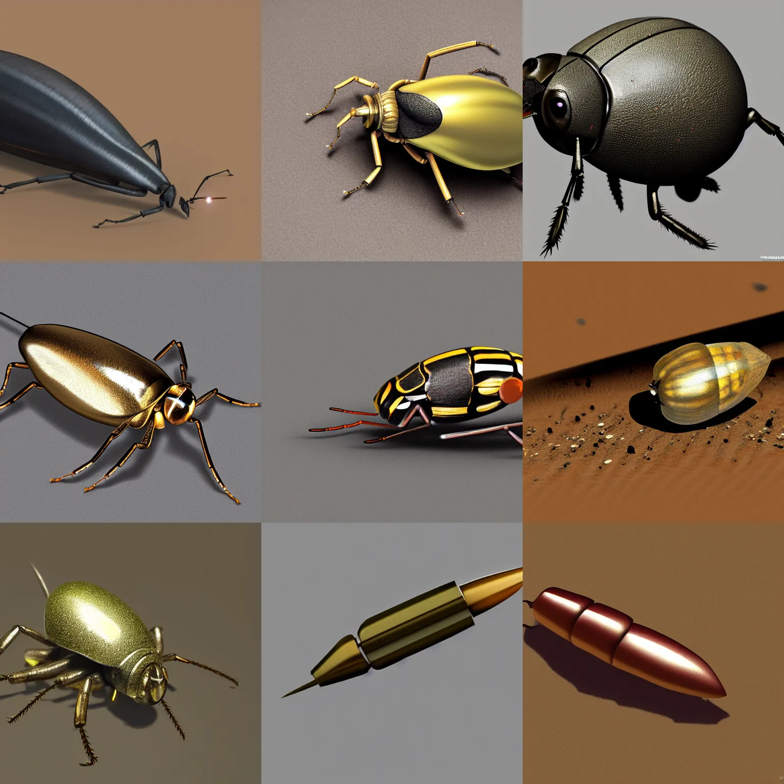 Prompt: a bug that looks like a bullet, highly detailed, high res, 8 k, photorealistic