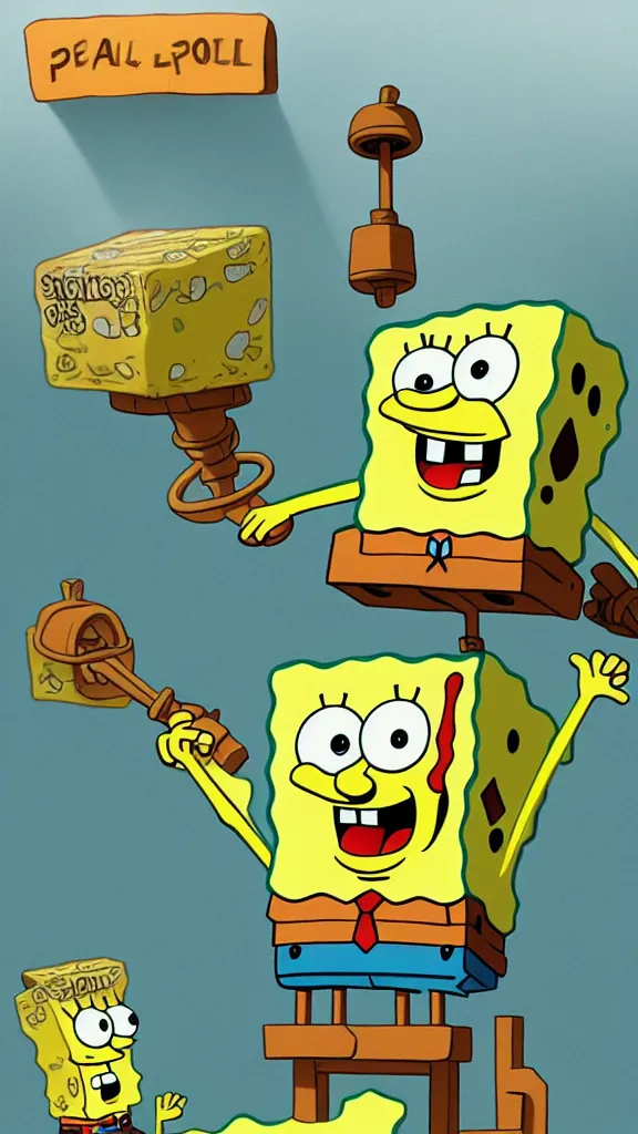 Prompt: spongebob doing life in prison with no parole, concept art, trending on artstation