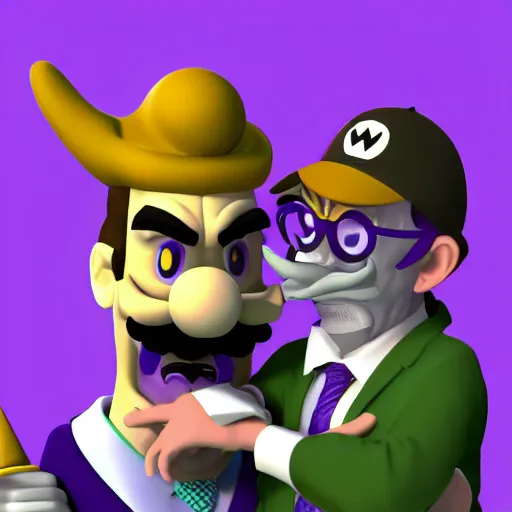 Prompt: president waluigi with vice - president wario, photograph, photo, speech, color