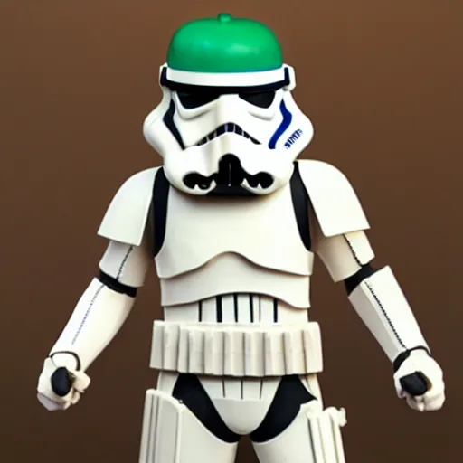 Image similar to yannic kilcher cosplay stormtrooper, stop motion vinyl action figure, plastic, toy, butcher billy style