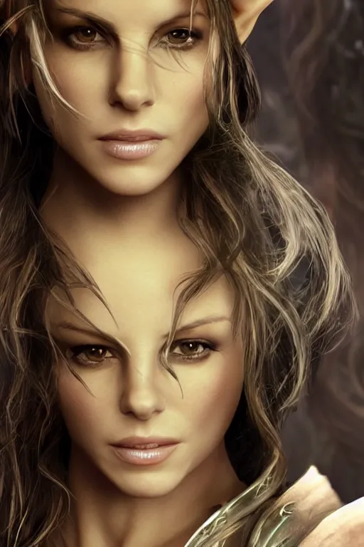 Prompt: kate beckinsale as elven Princess, hyper realistic, sharp focus, render