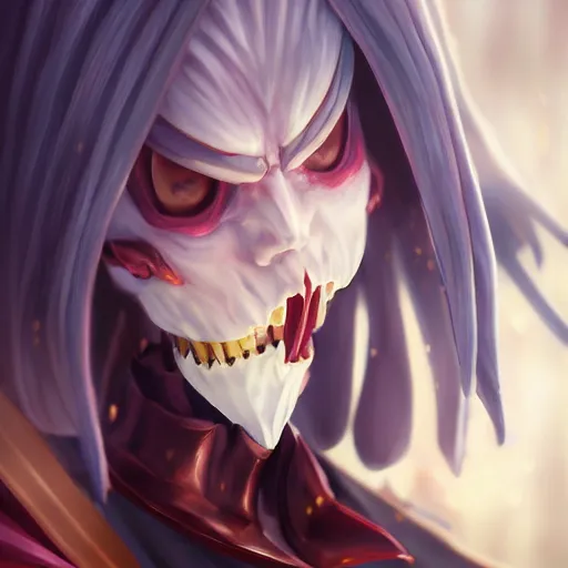 Image similar to anime portrait of ainz ool gown as an anime antagonist by Stanley Artgerm Lau, WLOP, Rossdraws, James Jean, Andrei Riabovitchev, Marc Simonetti, and Sakimichan, trending on artstation, 85mm