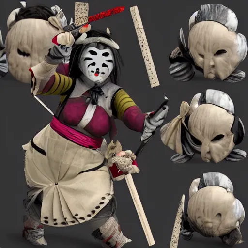 Image similar to faceless, tetsubo wielding masked femshugoki o - yoroi, kabuto, forhonorgame, ukiyo - e