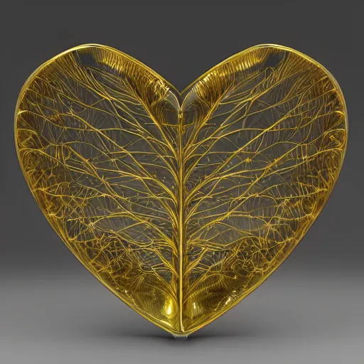 Prompt: Glass-Cast Heart, gilt-leaf winnower, beings of astonishing structure, high detail, cinematic, cgsociety 8k