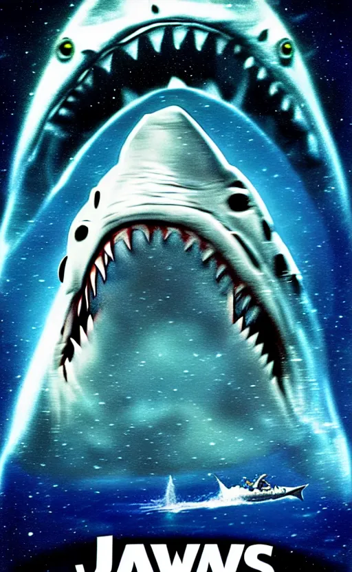 Prompt: jaws in space, exquisite movie art, by lucusfilm, weta studio, 8 k, denoised, music poster