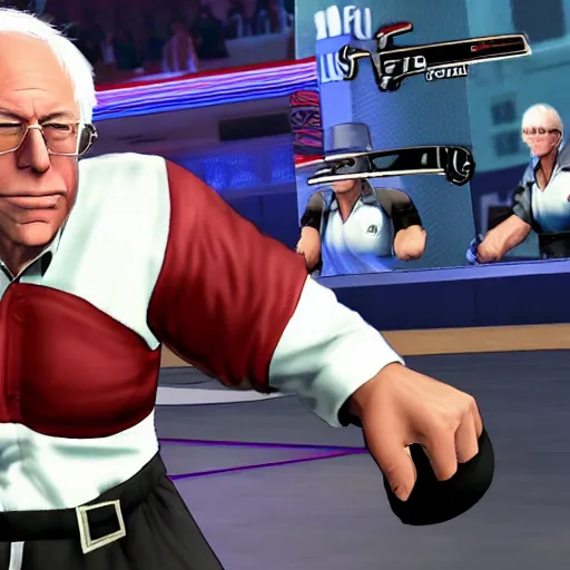 Prompt: Bernie Sanders as a fighter in King of Fighters 15 ultra high quality 4k