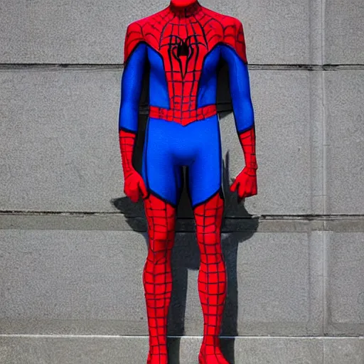 Image similar to spiderman wearing captain america suit, photo