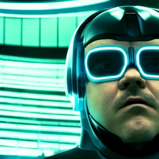 Image similar to portrait, jack black in the movie tron legacy ( 2 0 1 0 ), cinematic, film still