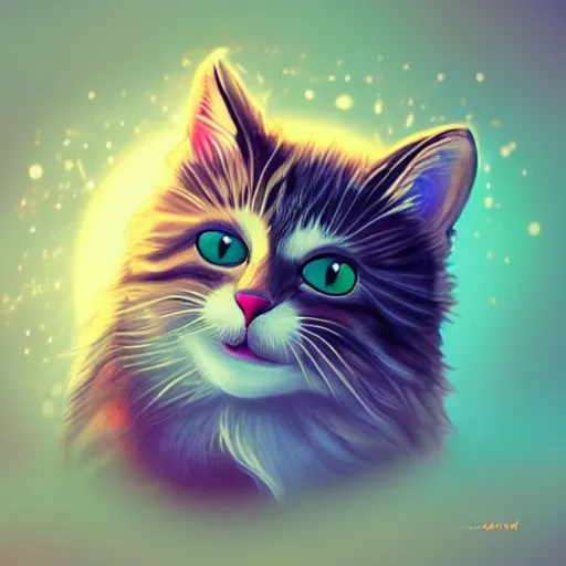 Image similar to cat theme logo, cat theme banner, cat design, cat with smile, art photography style, trending on artstation, warm light, lovely and cute, fantasy art, 8 k resolution