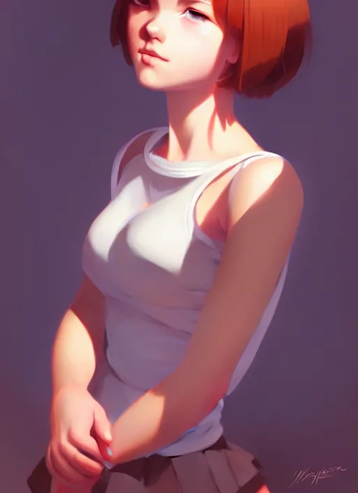 Image similar to a ultradetailed beautiful panting of a cute european young female, by ilya kuvshinov, greg rutkowski and makoto shinkai, trending on artstation