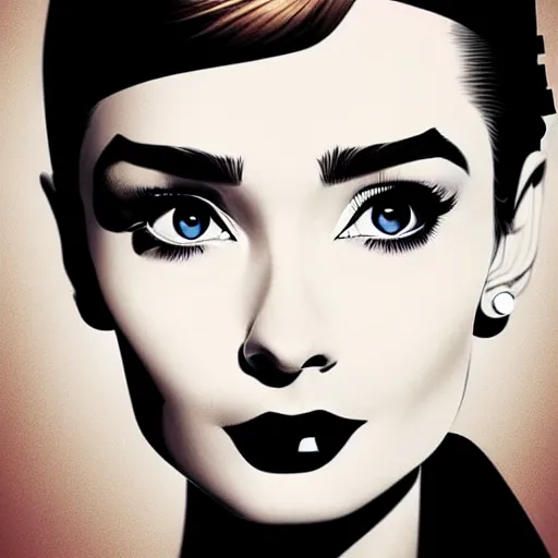 Prompt: in the style of diego fazio, artgerm, beautiful audrey hepburn, steampunk, full color, elegant pose, middle shot waist up, symmetrical face symmetrical eyes, three point lighting, detailed realistic eyes, short neck, insanely detailed and intricate elegant