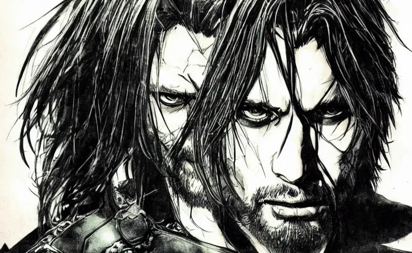 Image similar to yoji shinkawa drawing of aragorn,